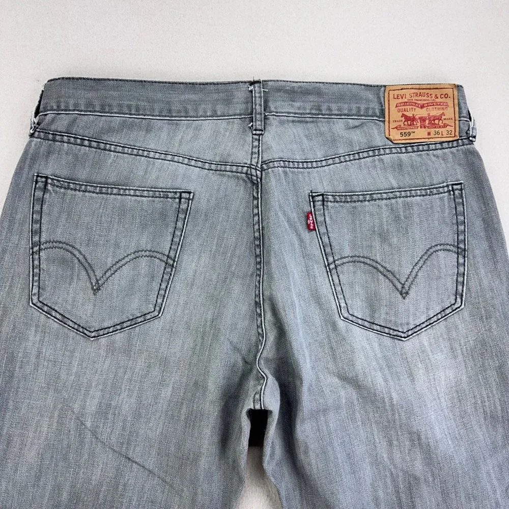 VTG Levi's Jeans 559 Men's 36x32 Grey Denim Relaxed‎ Y2K Loose Skater 00s Work
